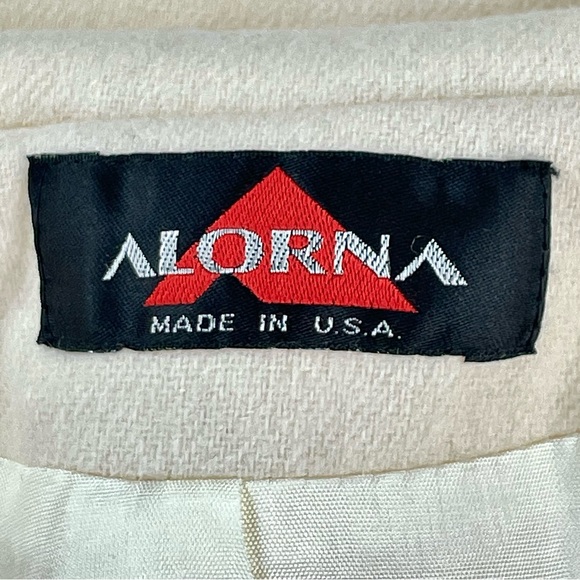 Alorna Vintage 90s Soutache Trim Button Front Ivory Wool Swing Coat - Picture 7 of 10